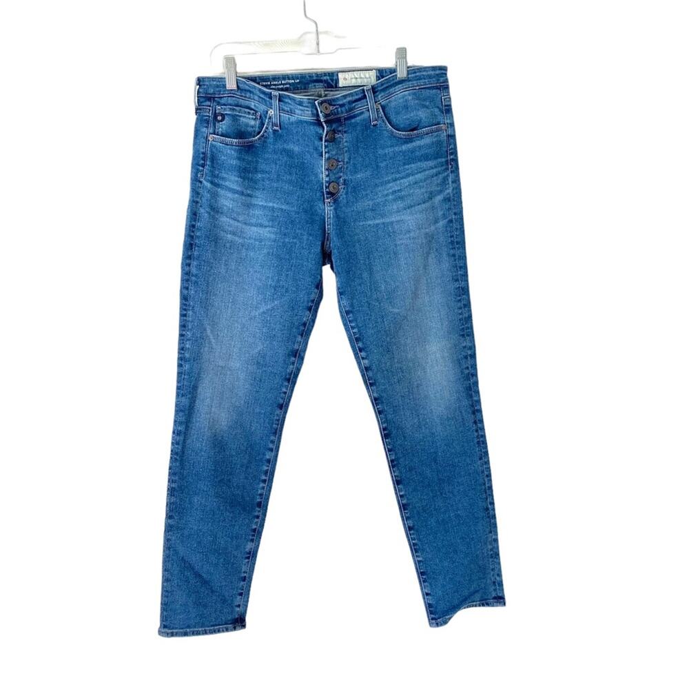 AG Adriana Goldschmied Stevie Ankle Button Front Up Slim Straight Jeans 31